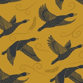 flying geese midnight mustard 21 inch (24 inch wallpaper)