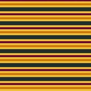 Horizontal stripes in dark green, orange and burgundy - Medium scale