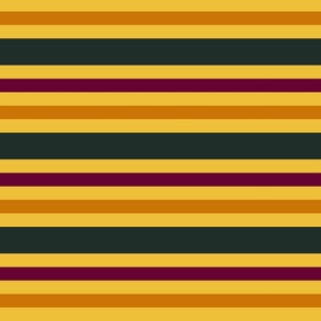Horizontal stripes in dark green, orange and burgundy - Large scale