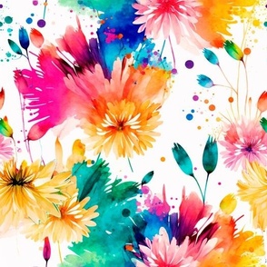 colorful watercolor flowers platter