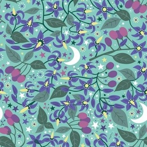 Bittersweet Nightshade - Lilac and Rosemary on Aqua