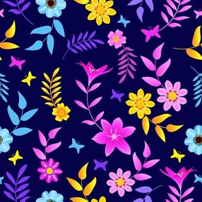 tropical florals garden with vibrant colors