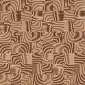 butcher block circle checkers in brown and tan