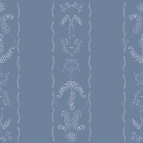 Flower doodles arranged in lines on blue