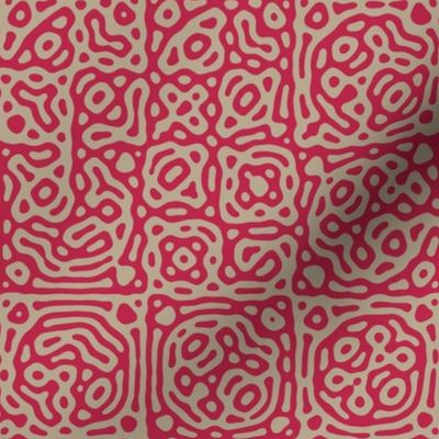 checkered mudcloth Turing pattern 4 - magenta and tan