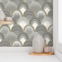 Platinum Grey and Gold Art Deco Scallop