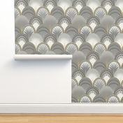 Platinum Grey and Gold Art Deco Scallop