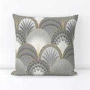 Platinum Grey and Gold Art Deco Scallop