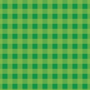 Green Gingham - bright leaf green on medium green - medium small