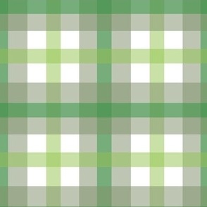 Triple check gingham - sage, leaf and bright green on white - large scale