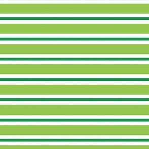 Thick and thin stripe - leaf green and vivid green on white - medium