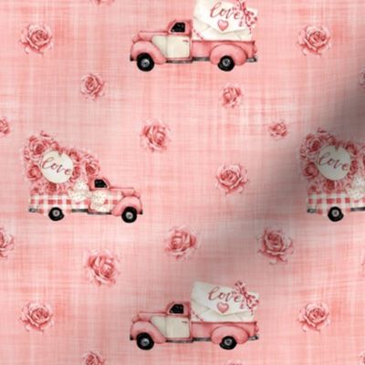 Small Scale Vday Truck Pink Linen