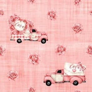 Small Scale Vday Truck Pink Linen