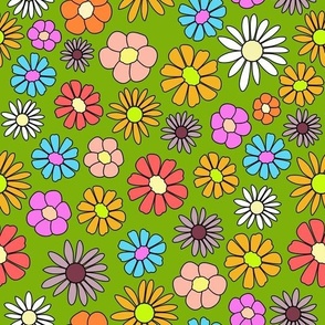 vintage flower with retro style green