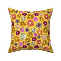 vintage flower with retro style yellow