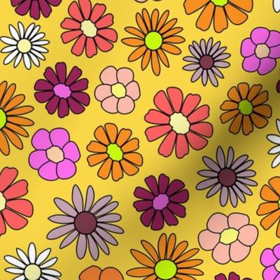 vintage flower with retro style yellow