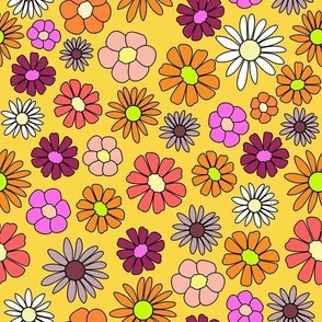 vintage flower with retro style yellow