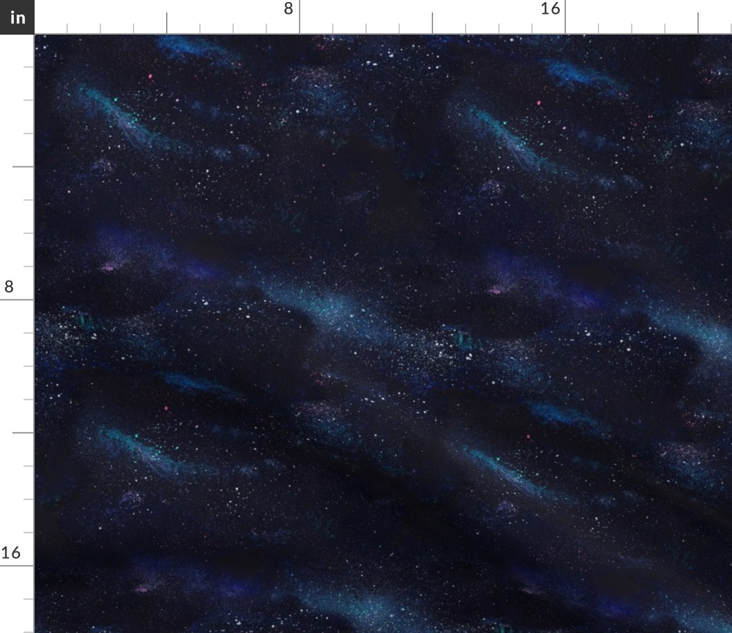 Minimalist space moody galaxy design - universe milky way and stars design blue teal black