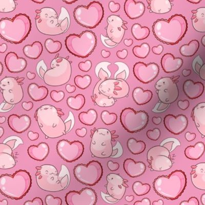 Small  Scale Axolotl Hearts Pink