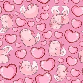 Small  Scale Axolotl Hearts Pink