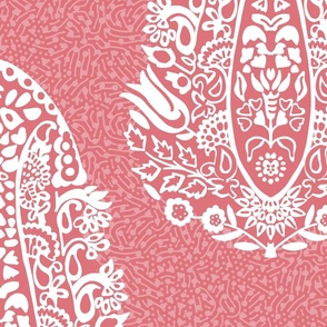 White Paisley on a pink - extra large scale