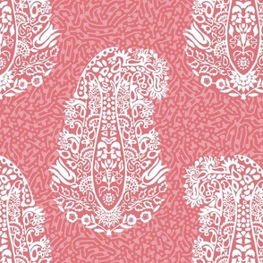 White Paisley on a pink - large scale