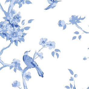 Betsy chinoiserie trees, blue and white, large scale