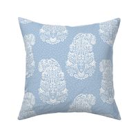 White Paisley on a baby blue - medium scale