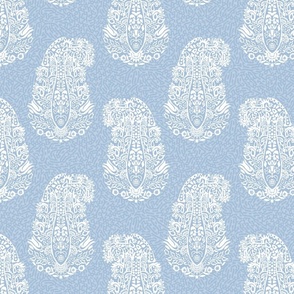 White Paisley on a baby blue - medium scale