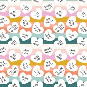 small candy heart stripes: soft, peach, disco, goldie, coral, fiery, opal, starboard
