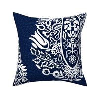 White Paisley on a midnight blue - extra large scale