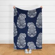 White Paisley on a midnight blue - extra large scale