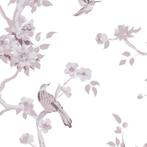 Betsy chinoiserie trees, taupe and white, large scale