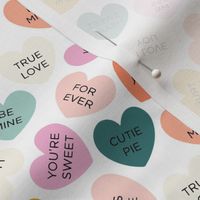 small candy hearts: soft, peach, disco, goldie, coral, fiery, opal, starboard
