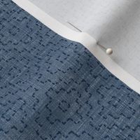 Sashiko Crosses on Denim Blue | Hand stitched squares, Japanese sashiko stitching in navy blue on denim linen texture, boho kantha quilt, rustic denim square pattern.