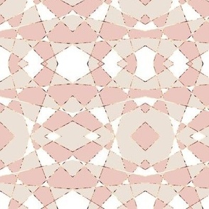 Abstract rose pink, pastel colours, gold triangles 