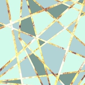 Mint green abstract geometric shapes gold 