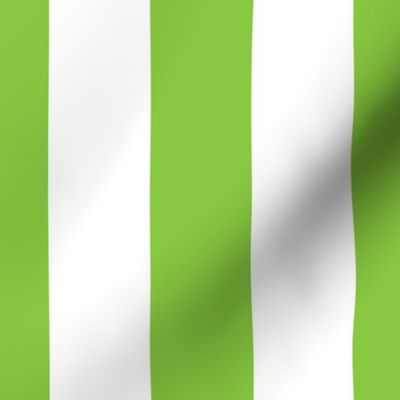 Lime and White 2 Inch Vertical Cabana Stripes