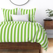 Lime and White 2 Inch Vertical Cabana Stripes