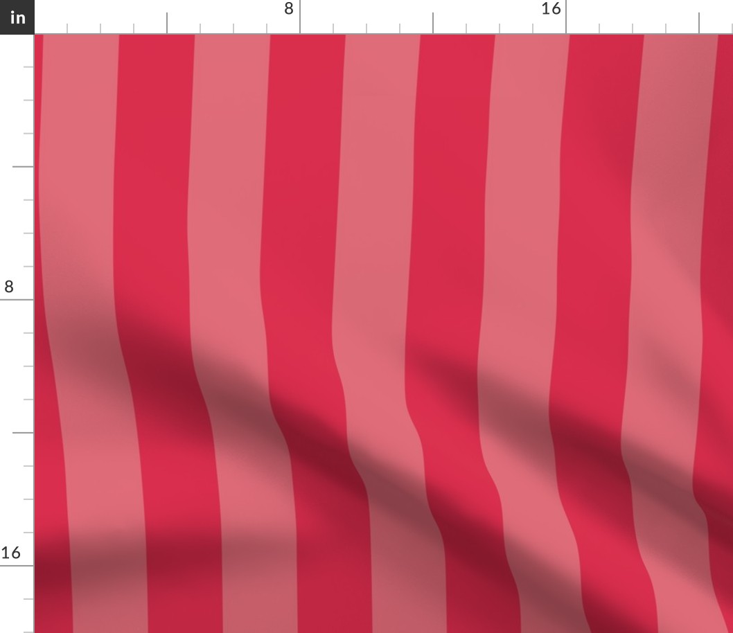 Dark Pink and Faded Dark Pink 2 Inch Vertical Cabana Stripes