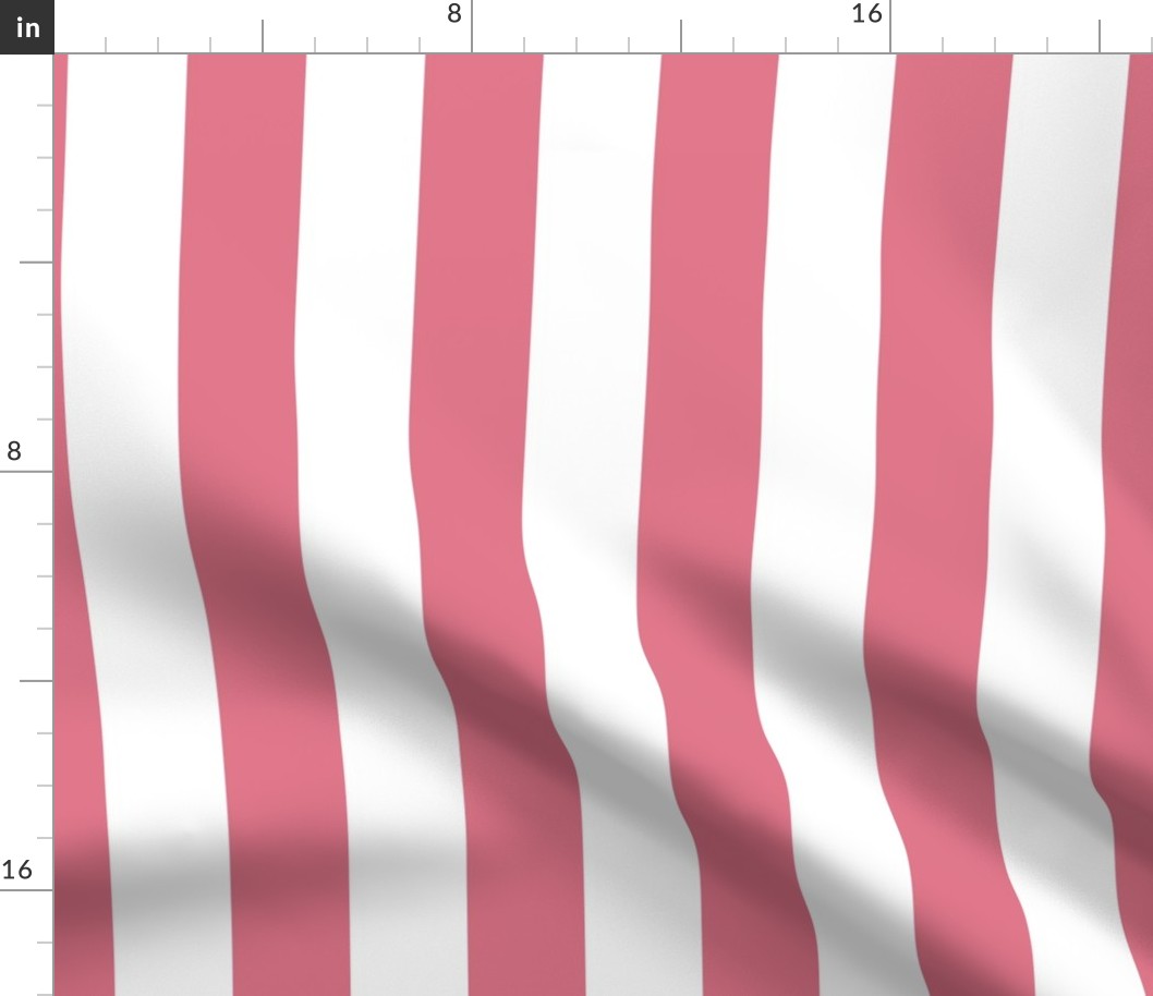 Dark Pink and White 2 Inch Vertical Cabana Stripes