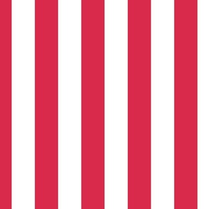 Red Hot and White 2 Inch Vertical Cabana Stripes