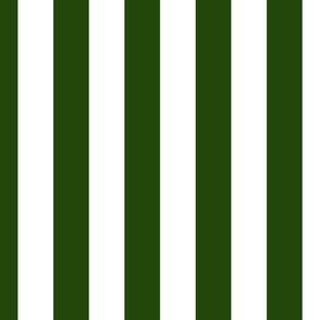 Evergreen and White 2 Inch Vertical Cabana Stripes