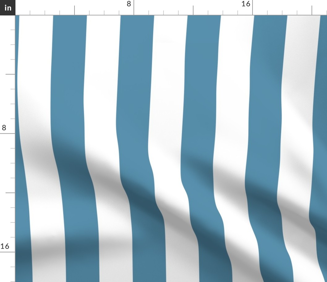 Blue and White 2 Inch Vertical Cabana Stripes