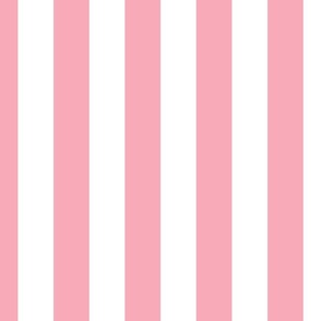 Pink and White 2 Inch Vertical Cabana Stripes