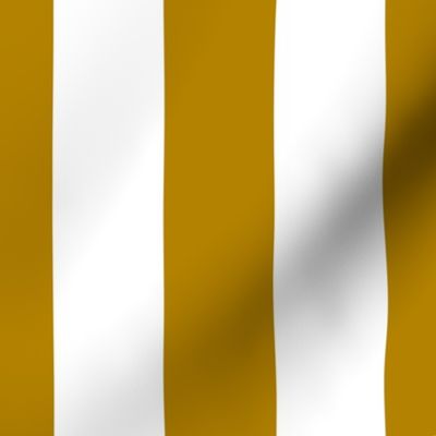 Ochre and White 2 Inch Vertical Cabana Stripes