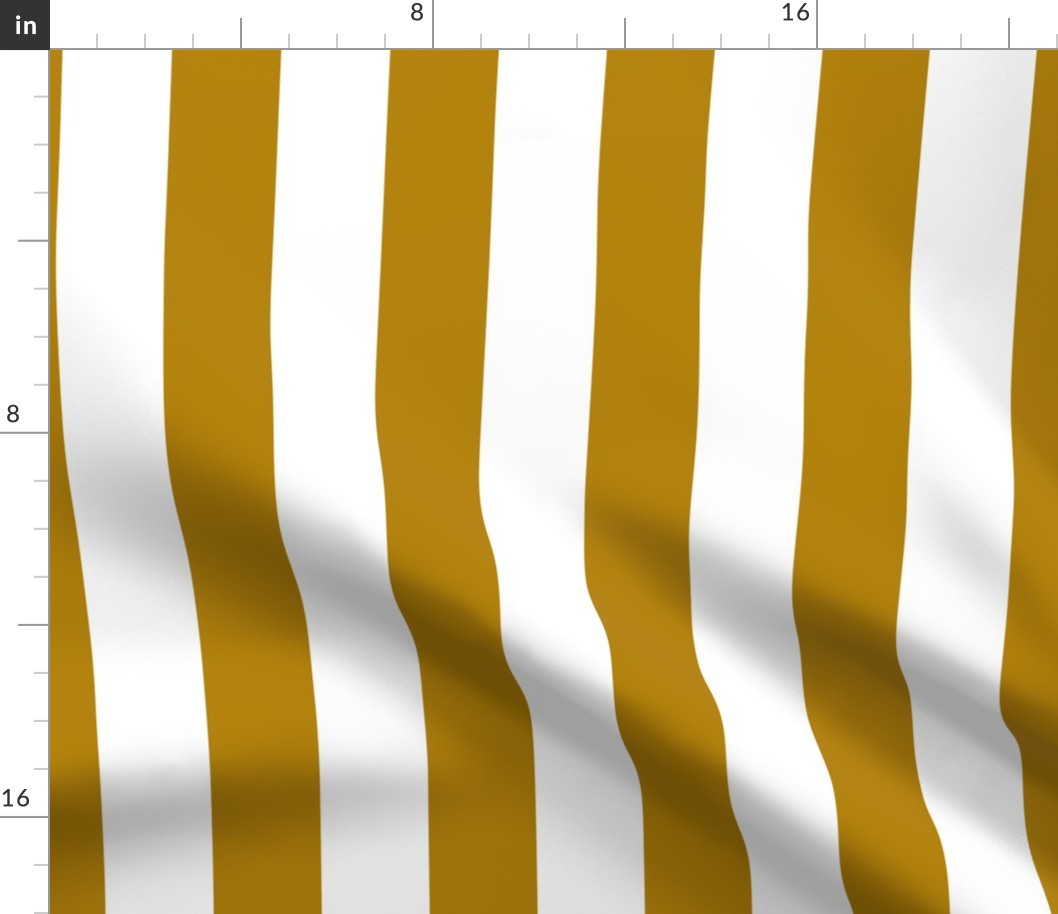 Ochre and White 2 Inch Vertical Cabana Stripes