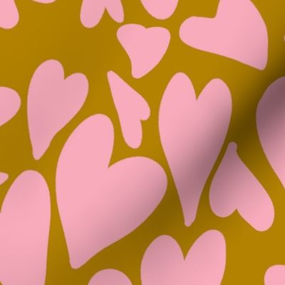 Crazy Jumbo Hearts in Pink on Ochre