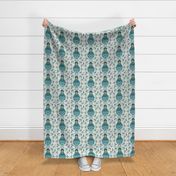 Matryoshka Doll Teal on Ivory