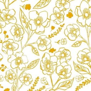 Folk Floral_bumblee yellow on natural